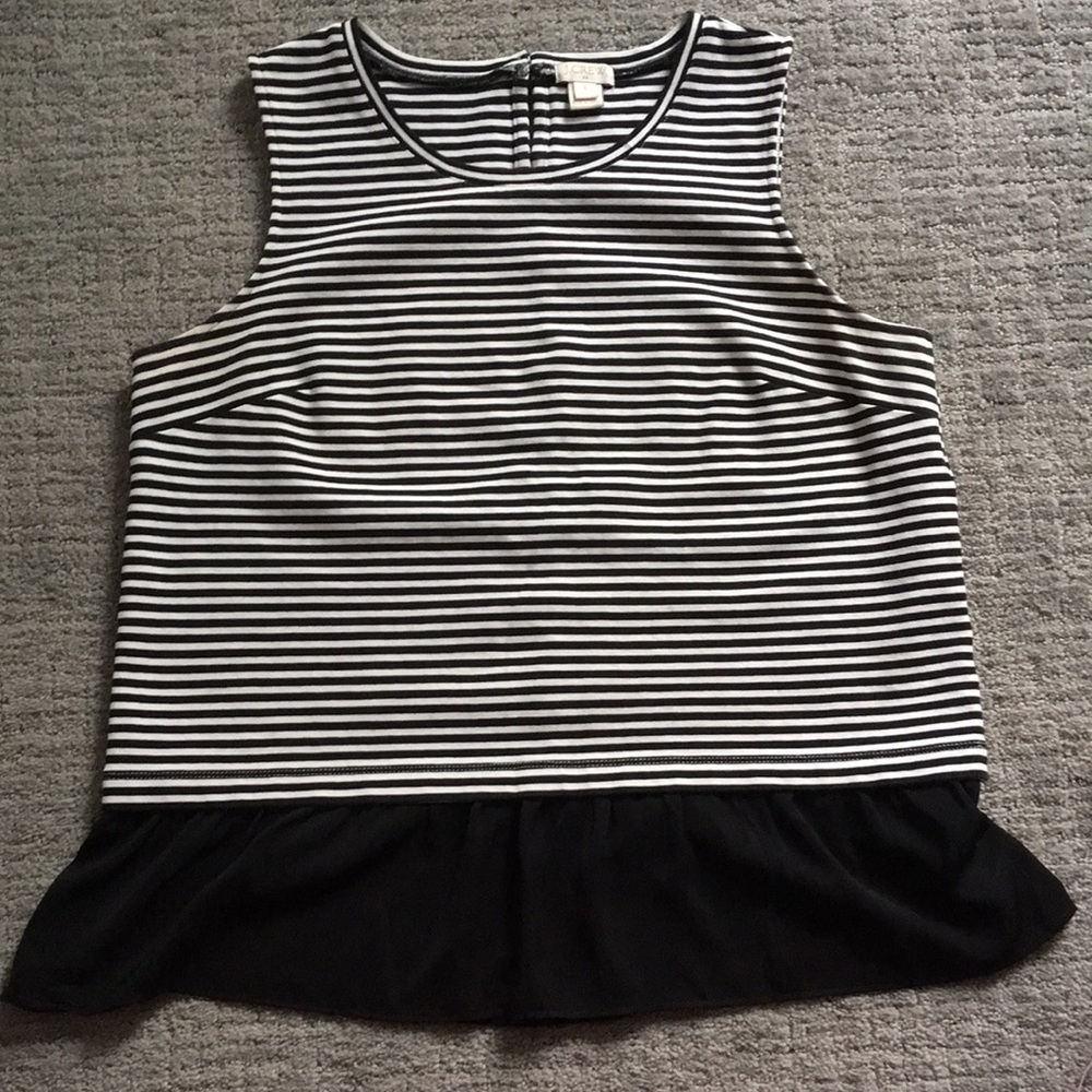 J Crew Black and white striped tank